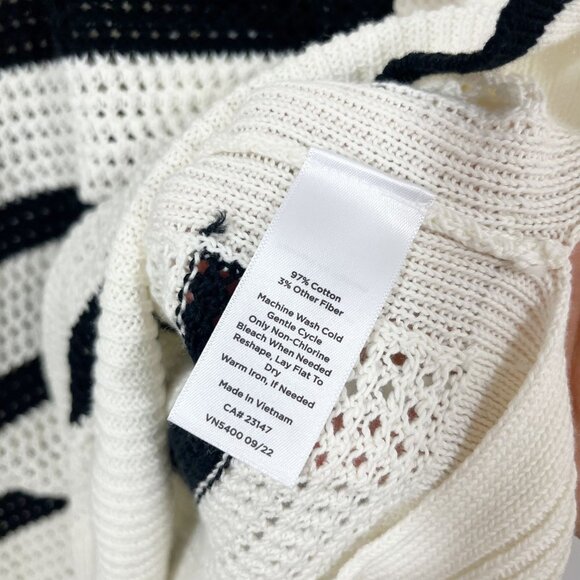 Talbots Black & White Open Knit Striped Long Sleeve Sweater Top Beach Size 2X - Picture 7 of 7